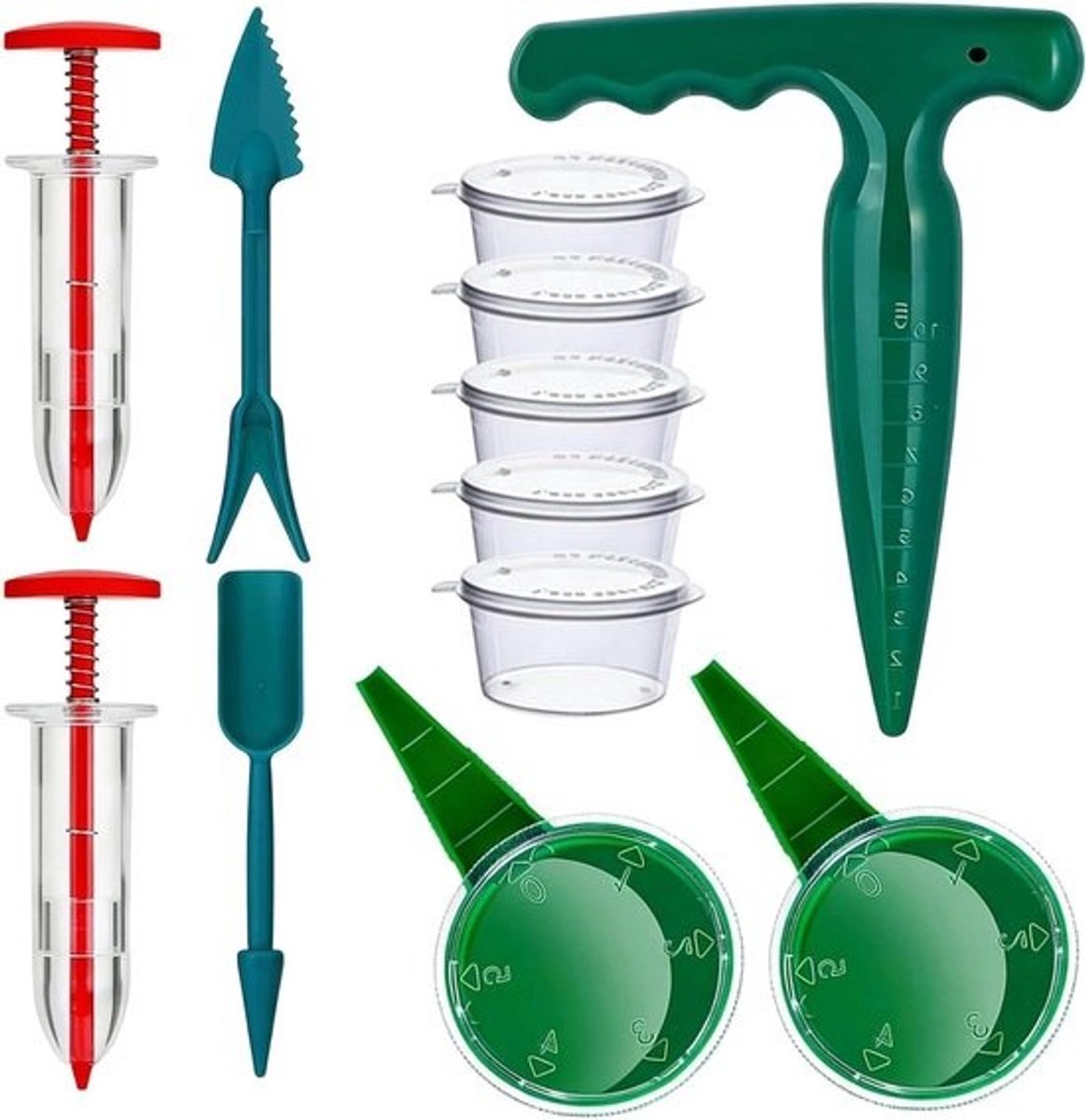 Zaaimachine set - Mini-zaaistrooier - Nauwkeurig zaaien - Comfortabele handgreep - 18 x 14 cm - Groen