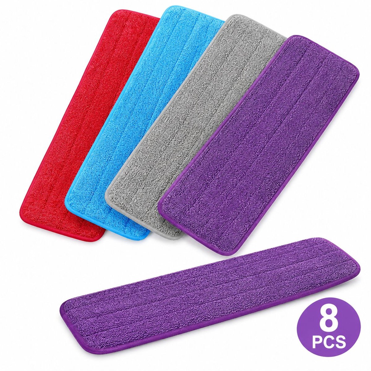 VHV - Herbruikbare dweilpads microvezel - 8 stuks - Dweilkopvervanging geschikt - thuis