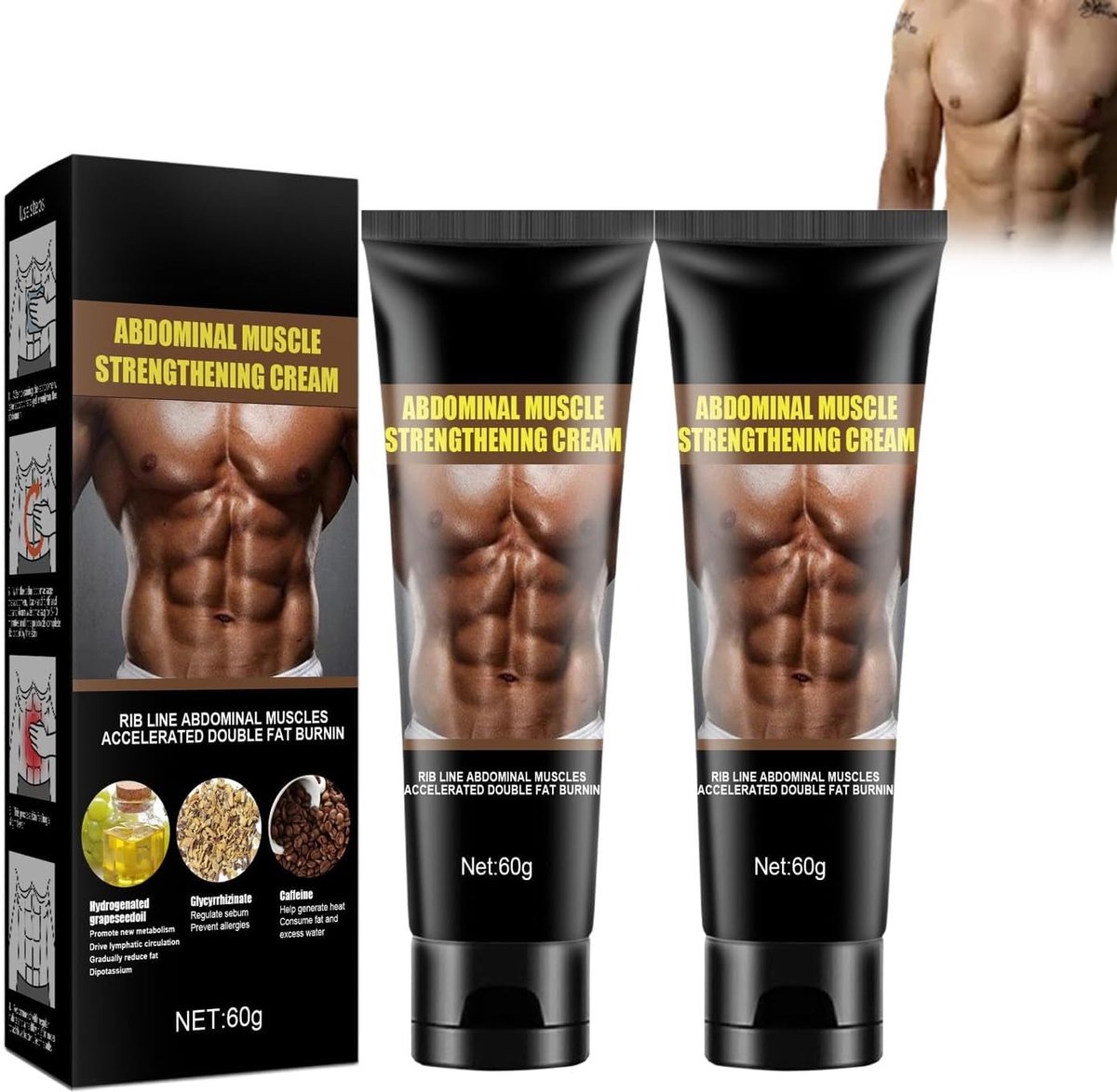 Abdominale Crème voor Vetverbranding, Anti-Cellulite Lichaamslotion, Verstevigt de Huid voor een Strakker Silhouet en Ondersteunt de Buik, Taille en Billen