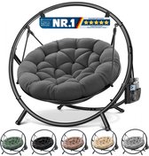 KESSER® Hangstoel BALI - met stalen standaard - tot 150 kg - inclusief kussen en zijvak - Taupe
