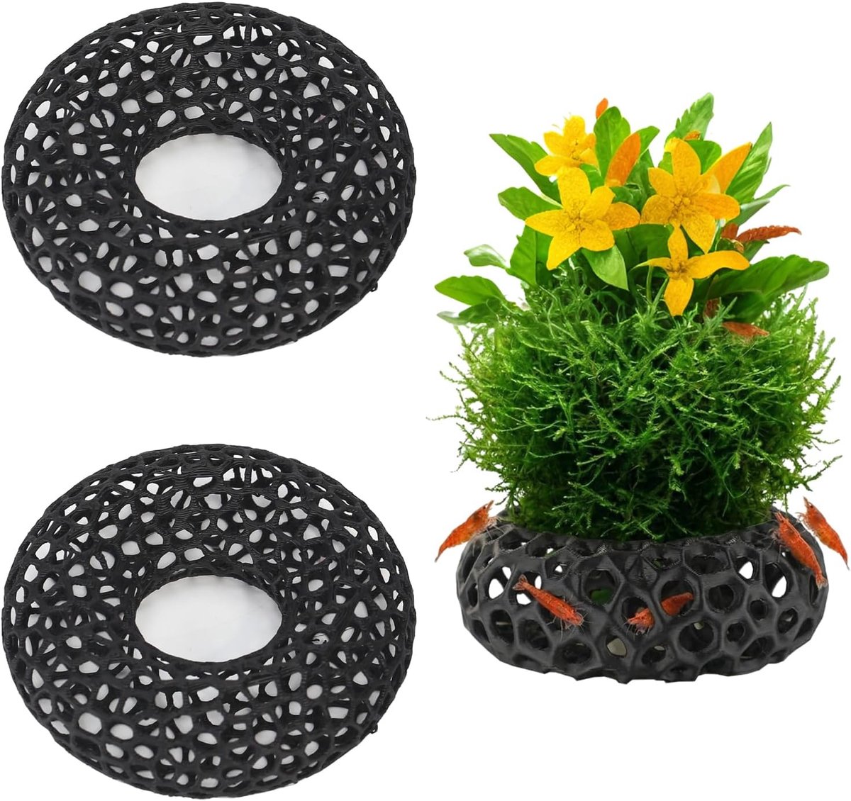Grotten voor aquarium, holen voor aquarium, 2 stuks, 8 x 8 x 2,5 cm - ShopVlot