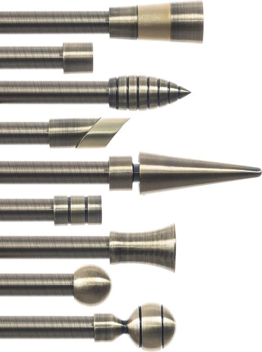 Metalen gordijnroede - Vitrageroede - Voor raambekleding - Aanpasbare lengte - Ø16mm - Antiek goud