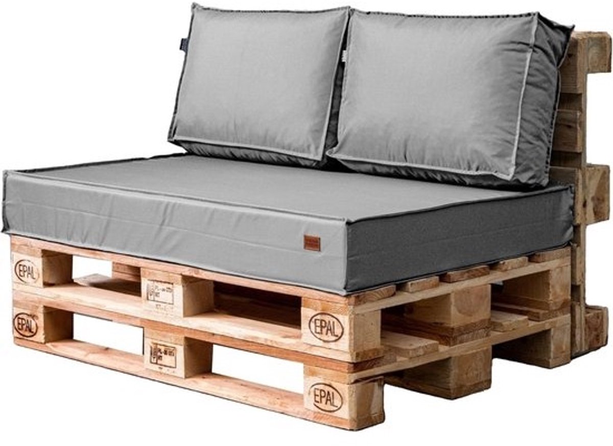 Set tuinkussens - Palletkussens - Voor buiten loungen - Waterdichte stof - 120 x 65 cm - Grijs