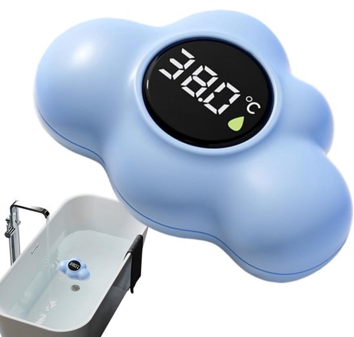 Digitale badthermometer - Waterdichte sensor - Voor zwembad en spa - Drijvend - met LED - 16 x 29 x 14 cm