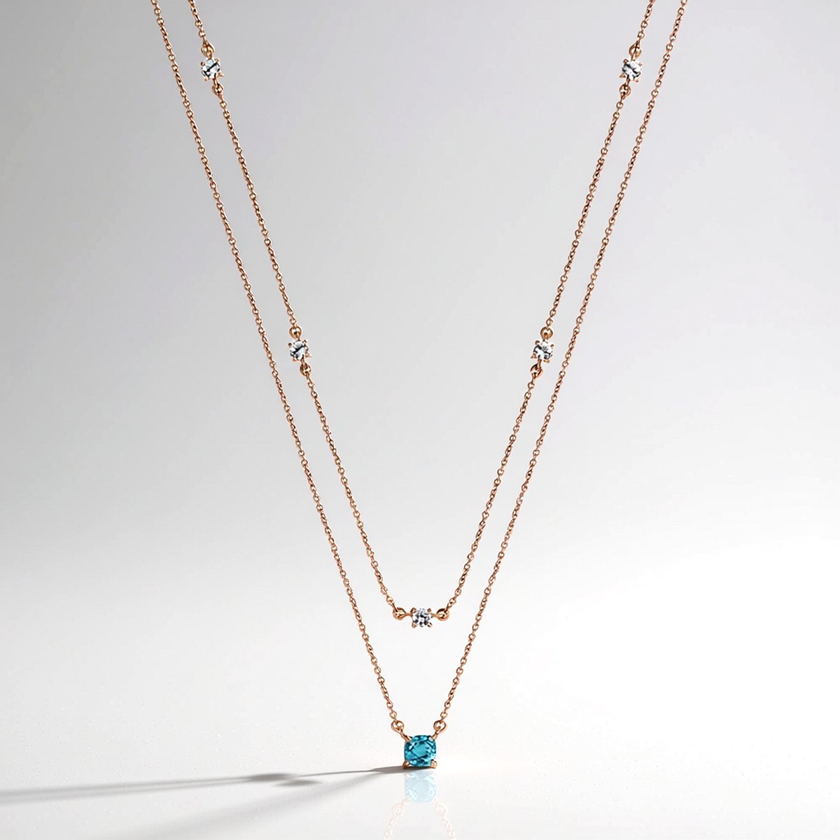 Cavill - Zilveren Halsketting - 925 Sterling Zilver Roségoud Verguld - Ratanakiri Zirkoon 0,898ct + 5 Ronde Zirkoon 0,736ct - Elegant