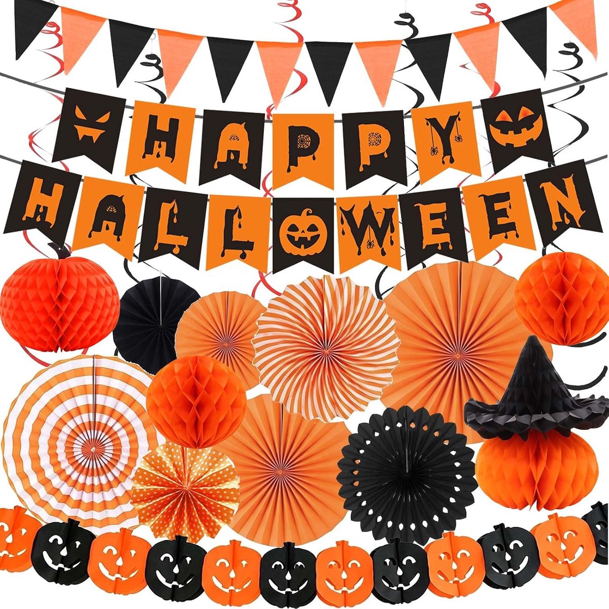 Halloween decoratie set - zwart oranje - buitenversiering - feestelijke sfeer - ShopVlot