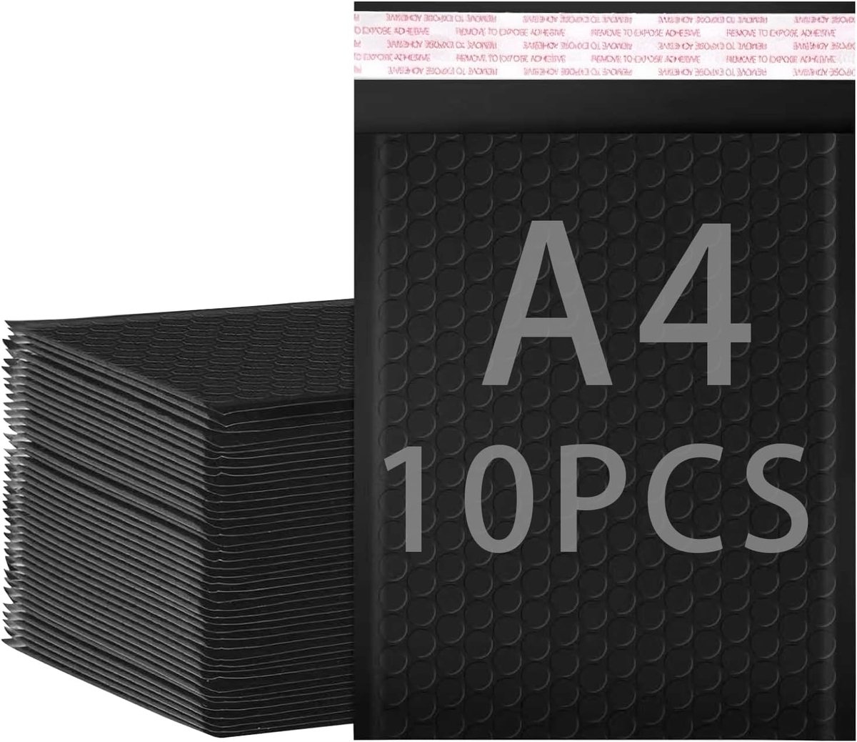 SnelShoppen - A4 Zwarte Padded Enveloppen 25x30cm - Zelfsluitende Luchtkussen Enveloppen - Waterdicht & Scheurvast - 10 Stuks voor Verzending & Mailen