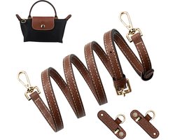 SOPROM Schouderriem voor Longchamp Mini Bag, Strap Kit voor Long Champ Le Pliage(Breedte:1.1cm,Bruin&Goud) - ShopVlot