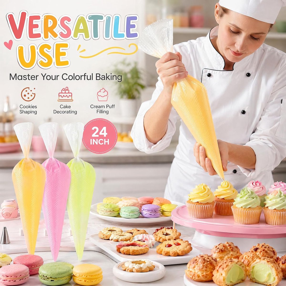 Spuitzakken wegwerp 54 × 28 cm - kunststof - antislip - ideaal voor grote taarten - ShopVlot