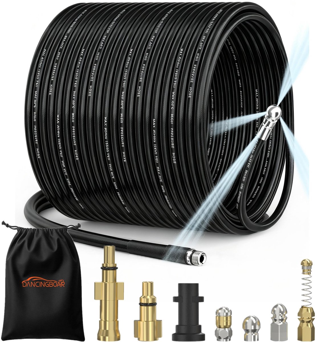 30m Pressure Washer Drain Pipe Hose Deep Cleaning Kit Easy To Turn Corner - ShopVlot