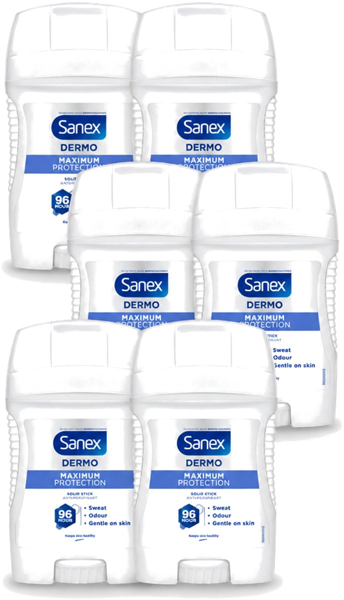 6 x Sanex – Deodorant Stick – Maximum Protection 96H – 50 ml - Voordeelverpakking - 6 stuks