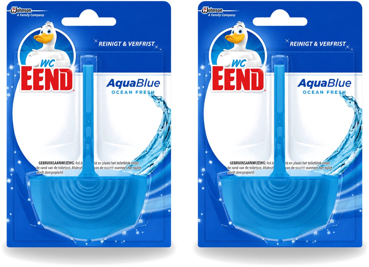 2 x WC Eend - Aqua Blue - Toiletblok - Kleurt Water Blauw & Verfrist - 40 gr - Voordeelverpakking - 2 stuks