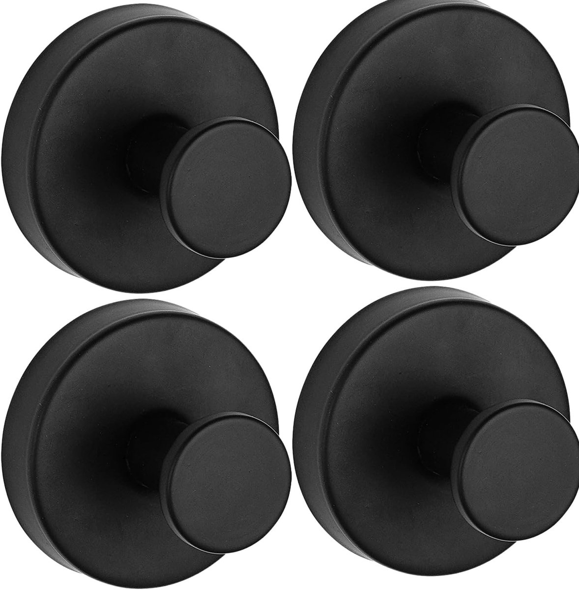 4 Stuks Zuignap Haken voor Badkamer, Douche, Keuken en Glazen Deuren - Sterke Hechting voor Handdoeken, Loofah en Kleding tot 5kg (Zwart)