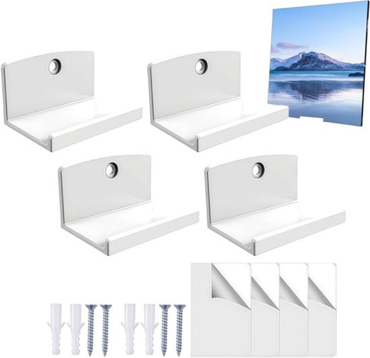 Platenwandhouders - Albumdisplay - Muziekpresentatie - Acrylmateriaal - 4 stuks - Wit