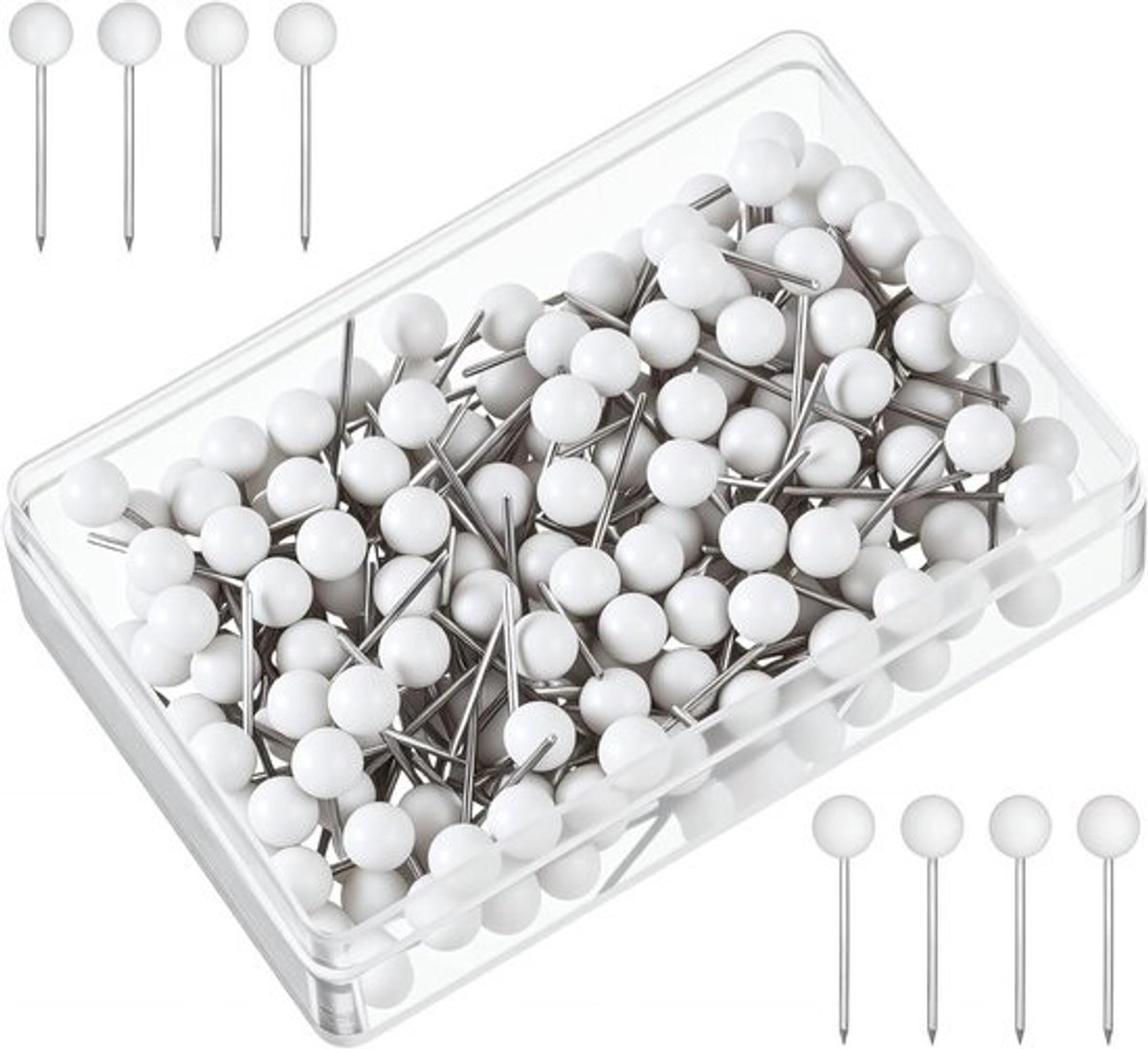 Witte punaises - Pinnen met kleine kop - Voor thuis en kantoor - 200 stuks - 1/8 inch - Wit