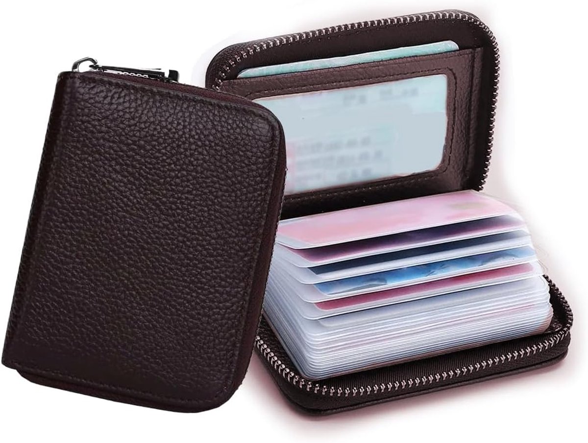 Kaartenhouder met accordeon ontwerp - Compact bruin - 20 vakken - Ideaal voor dagelijkse organisatie - ShopVlot