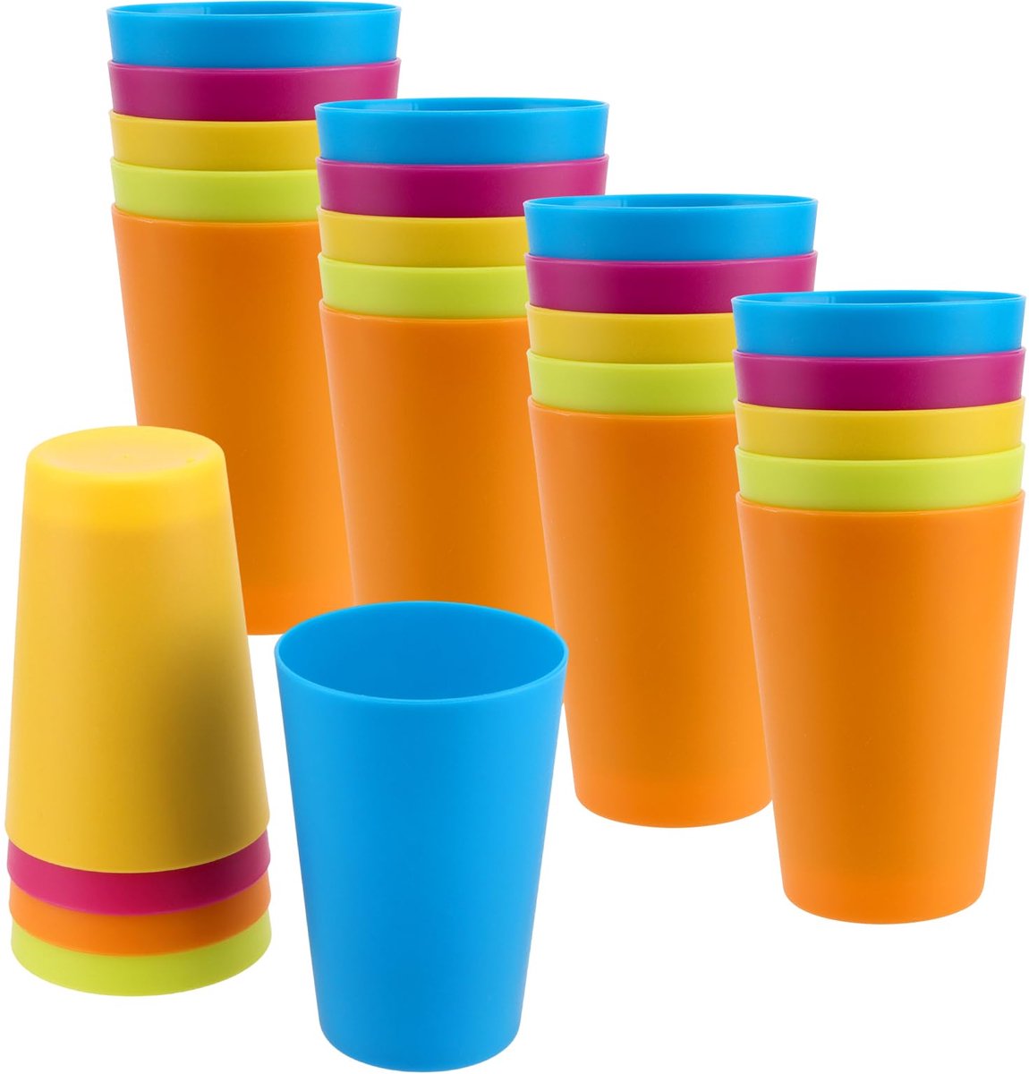 CHEUKYIU 50 stuks 260 ml plastic bekers, herbruikbare bekers, 5 kleuren drinkbekers van PP, kunststof bekers - ShopVlot
