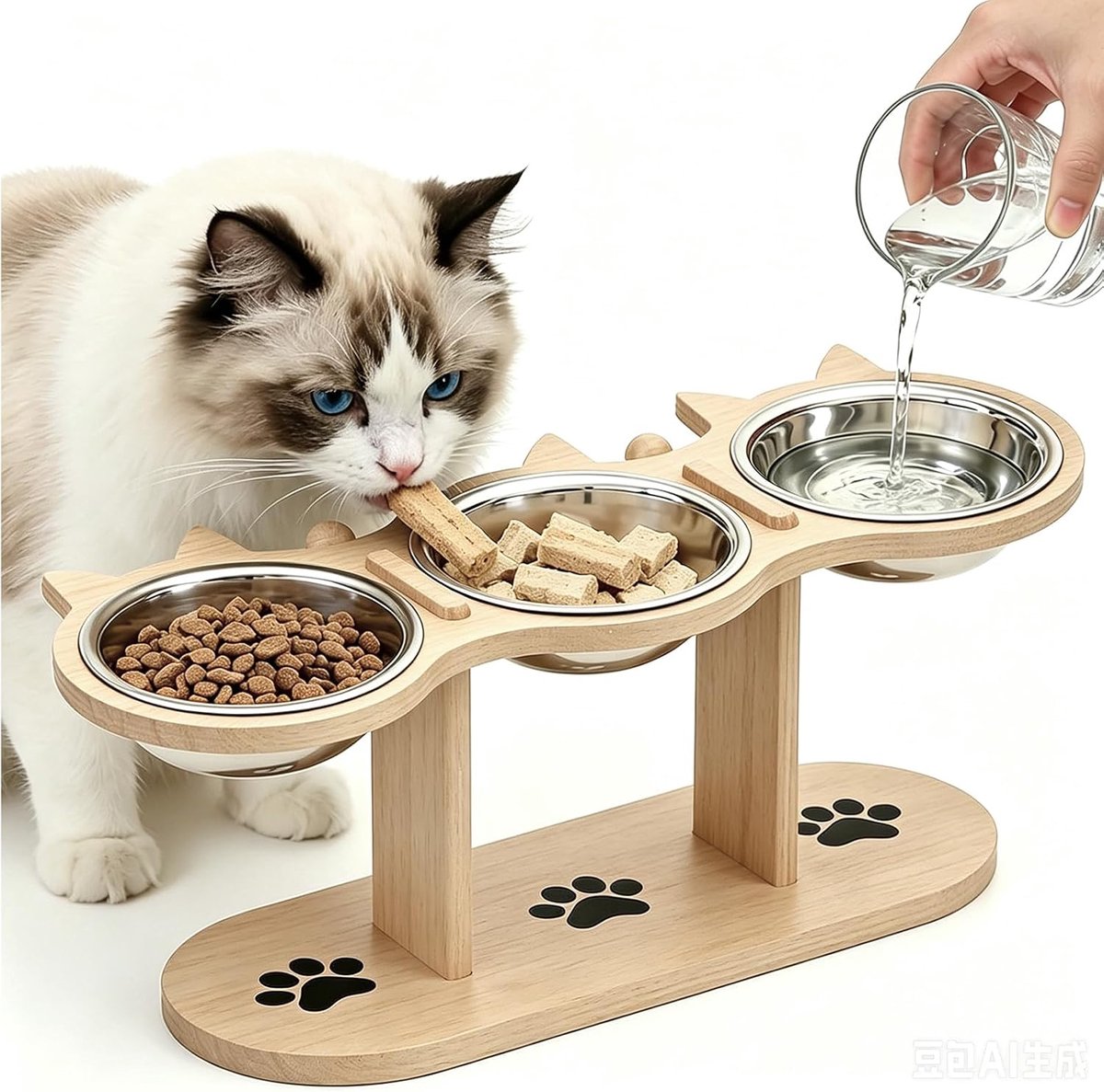 Kattenbakjes set van 3 - Verhoogd voederstation - 15° gekanteld ontwerp - Geschikt voor katten en kleine honden - ShopVlot