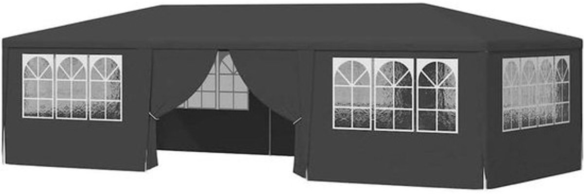Partytent - met zijwanden - Feesttentpaviljoen - voor buitenfeesten - UV- en waterbestendig - 4 x 9 meter - Antraciet