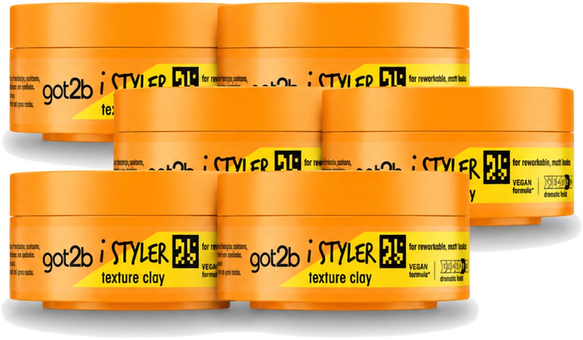 6 x Got2B - Styling Clay - I-Styler - 75 ml - Voordeelverpakking - 6 stuks