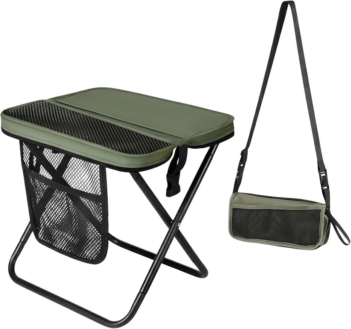Vouwbare Hocker met Opbergtas, Ultralichte Campingstoel voor Buitenactiviteiten en Festivals