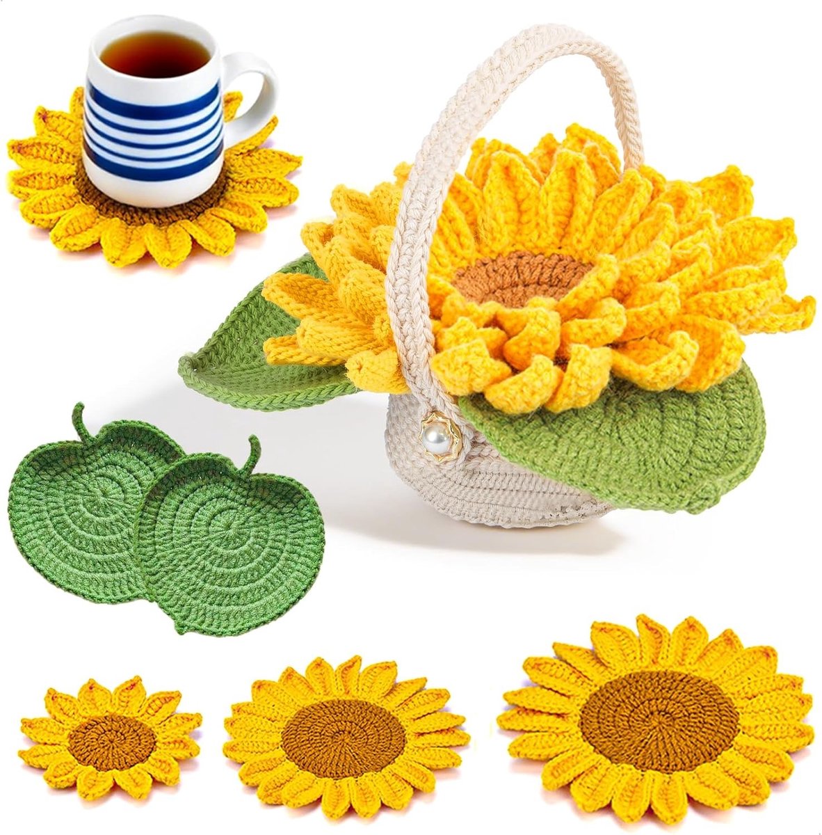 Beginner Haakset met Instructies, DIY Haakmaterialen voor Potplant Coasters, Geschikt voor Binnen en Cadeaus, Handgemaakt Wol en Creatieve Projecten