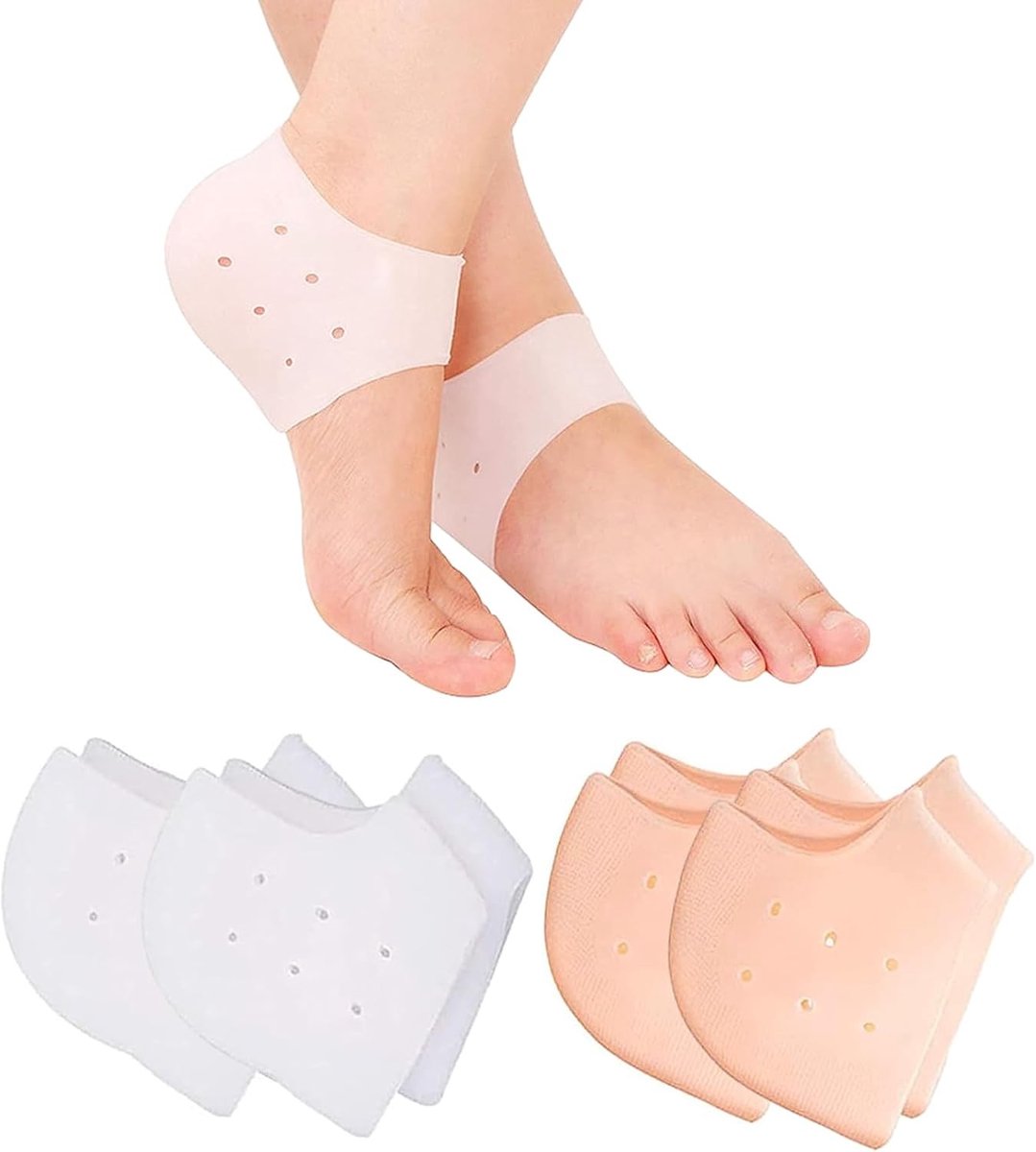 Zachte silicone hielbescherming, 4 paar hielkussens, inlegzolen voor hielspoor, comfortabele voetsteun en schokabsorberende pads