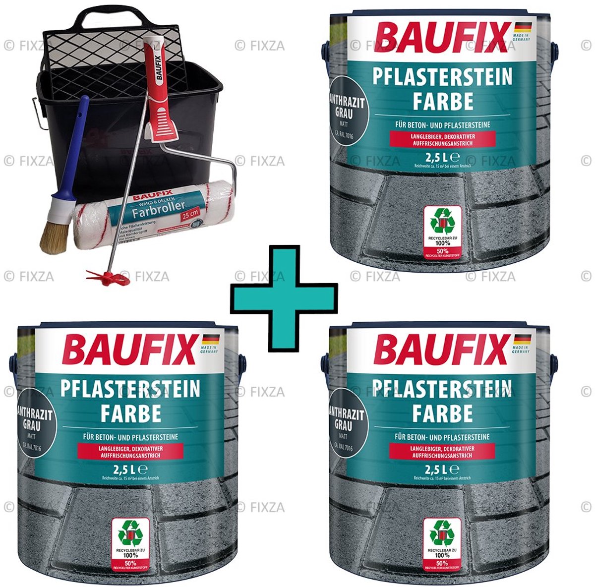 BAUFIX Impregnerende Tuintegel verf antraciet grijs + Verwerking set 22.5 m²