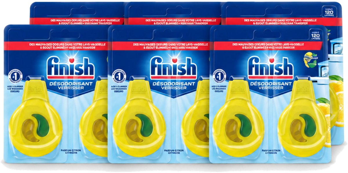 6 x Finish Deo Odorstop - Vaatwasverfrisser - Citroen Parfum - Anti-geur - Tot 120 Afwasbeurten - Voordeelverpakking - 6 stuks