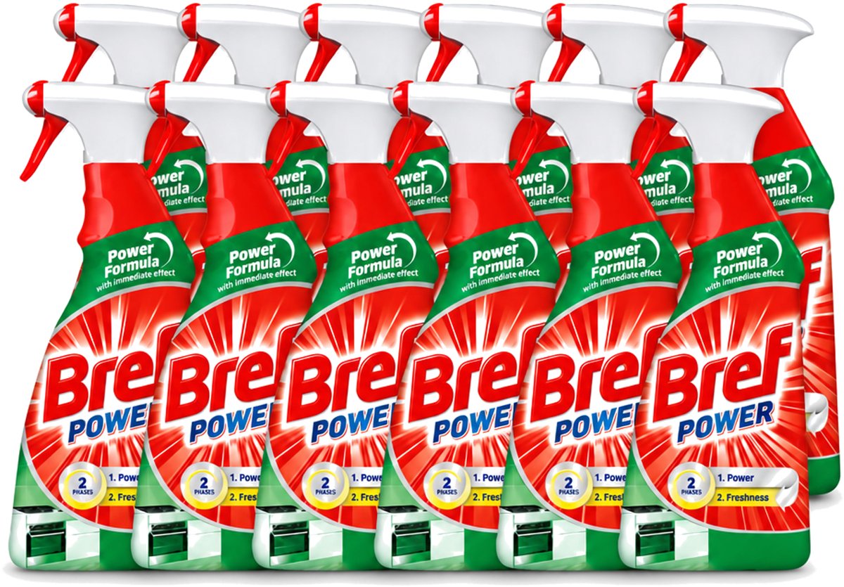 12 x Bref Power - Keukenreiniger - Spray - Ontvetter - 750 ml - Voordeelverpakking - 12 stuks