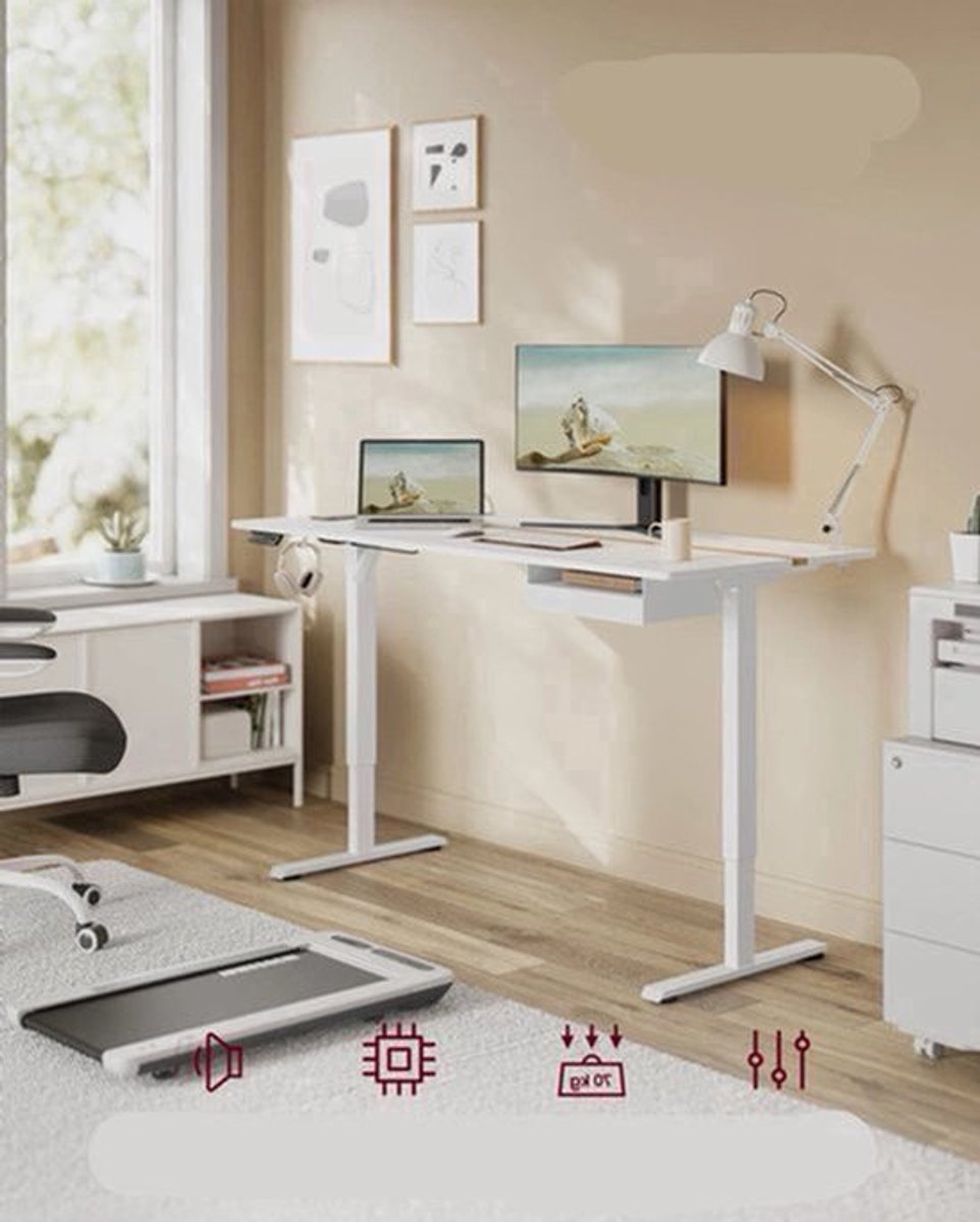 Verstelbaar Bureau – Zit Sta Bureau – Hoogte Verstelbaar – Ergonomisch Bureau – Met Geheugenfunctie – Ingebouwde USB Poorten