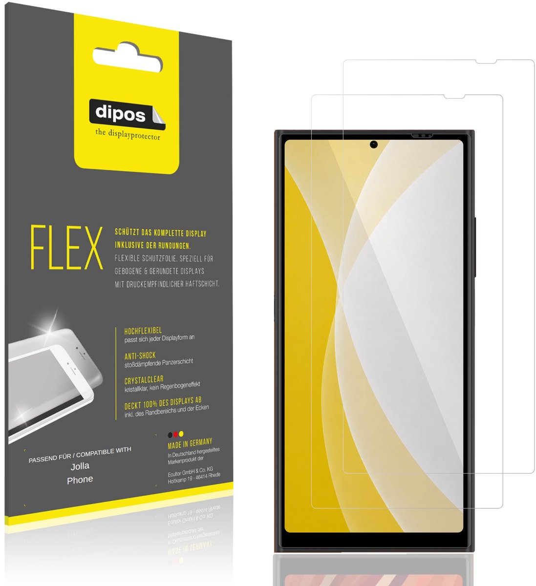 dipos – 2x Beschermfolie geschikt voor Jolla Phone | 3D Full Cover Screenprotector | 100% Passend