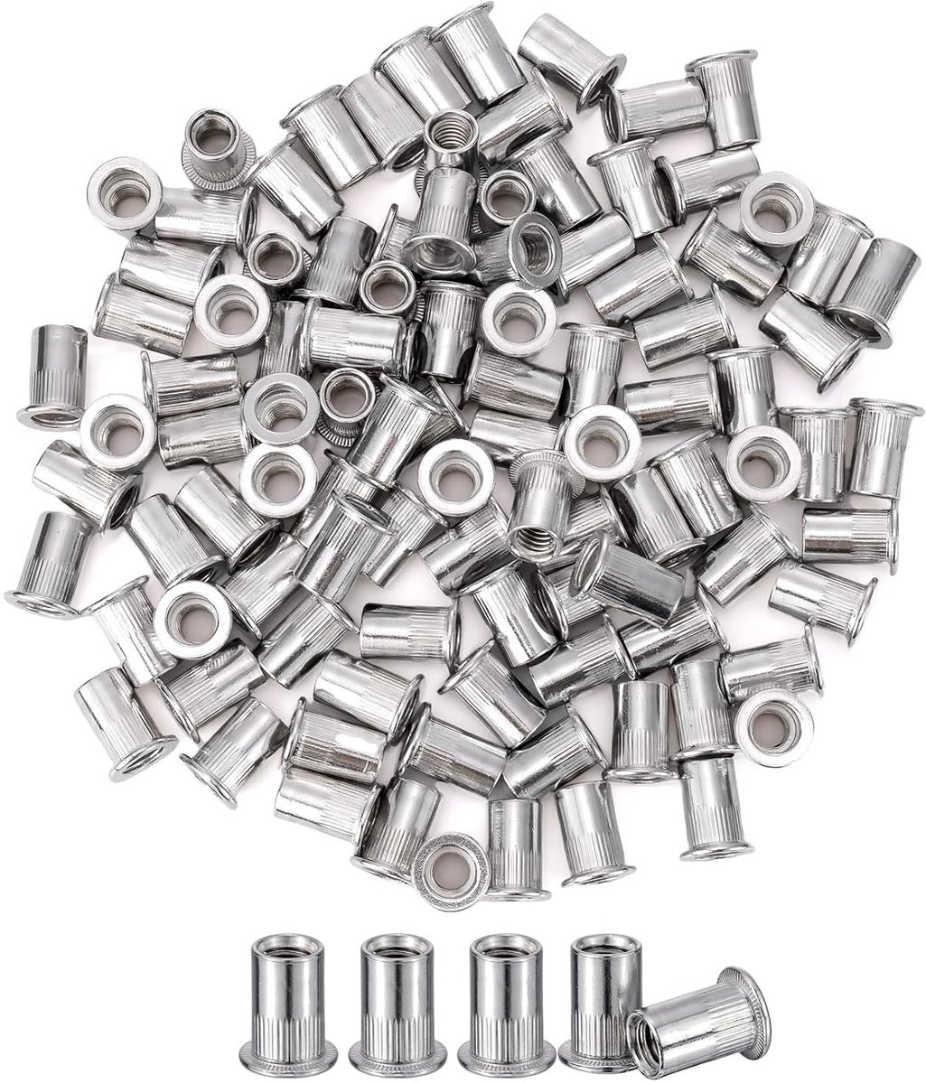 100 stks M8 Platte Kop Aluminium Klinknagel Noten Blind Insert Noten Klinknagel Noten voor Staal, Legering, koper - ShopVlot