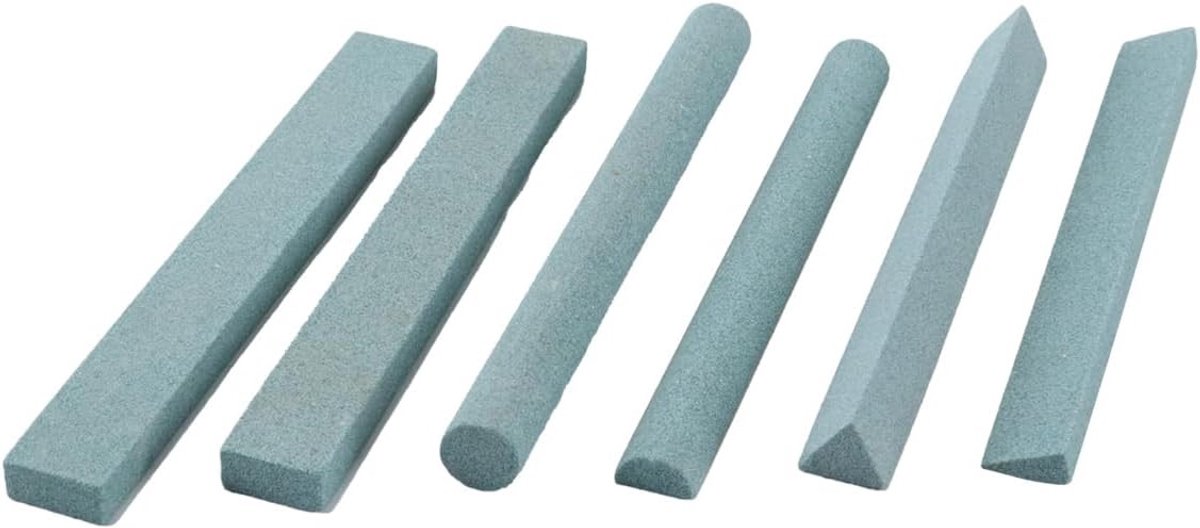 Set van 6 slijpstenen van groen siliciumcarbide, 180 mesh, ideaal voor precisie slijpen en polijsten, 100x10mm