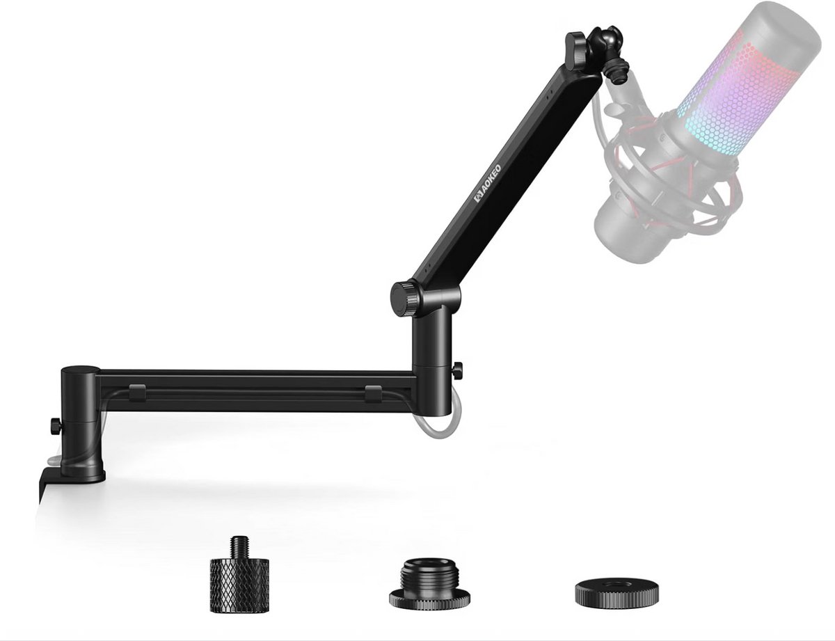 Microfoonarm met laag profiel voor HyperX QuadCast, SoloCast, Elgato Wave, Shure SM7B, Blue Yeti, Blue Snowball, Broadcast, Studio Programmafname