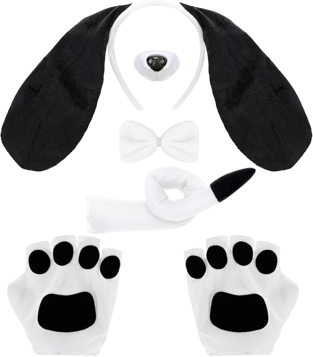 Puppy Kostuum Set voor Honden - Dierenaccessoires met Oren, Staart, Neus en Handschoenen voor Halloween en Cosplay Feesten