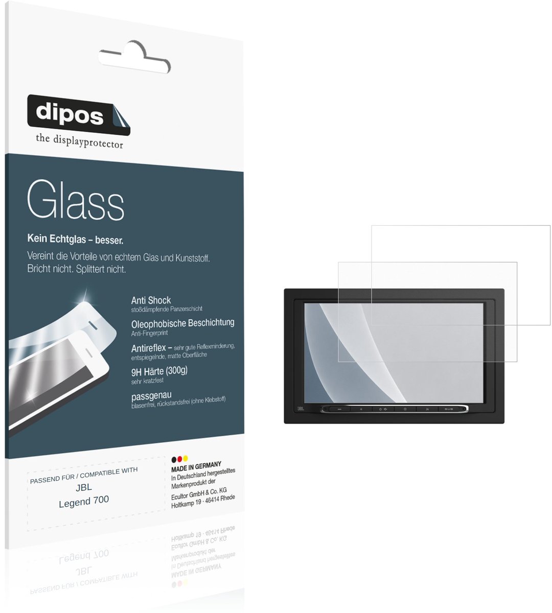 dipos – 2x Matte Pantserfolie geschikt voor JBL Legend 700 | 9H Screenprotector