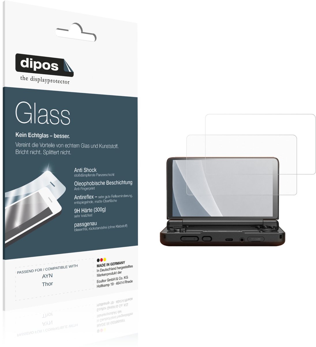 dipos – 2x Matte Pantserfolie geschikt voor AYN Thor | 9H Screenprotector