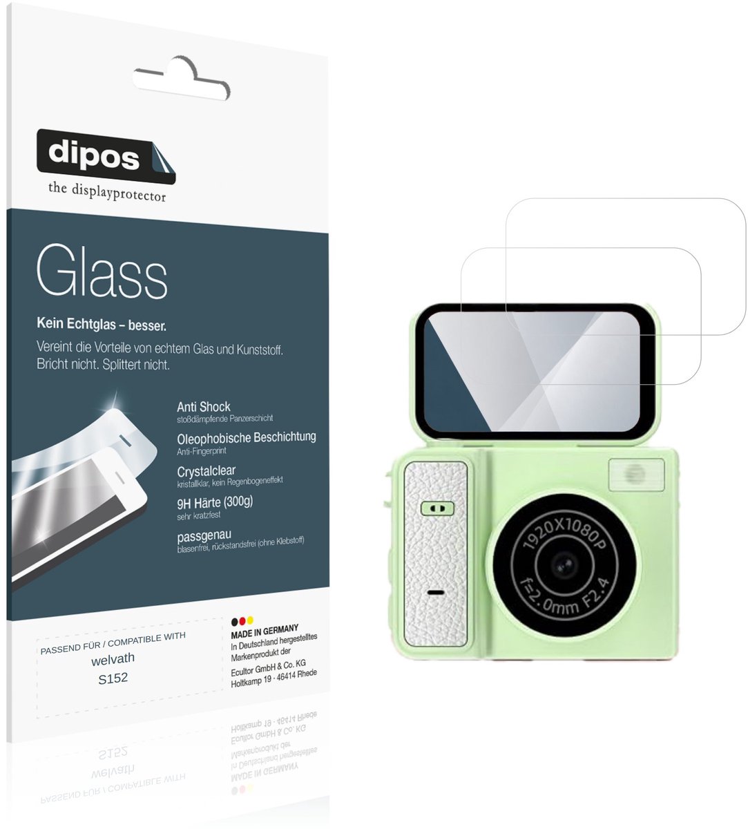 dipos – 2x Pantserfolie geschikt voor welvath S152 | 9H Screenprotector
