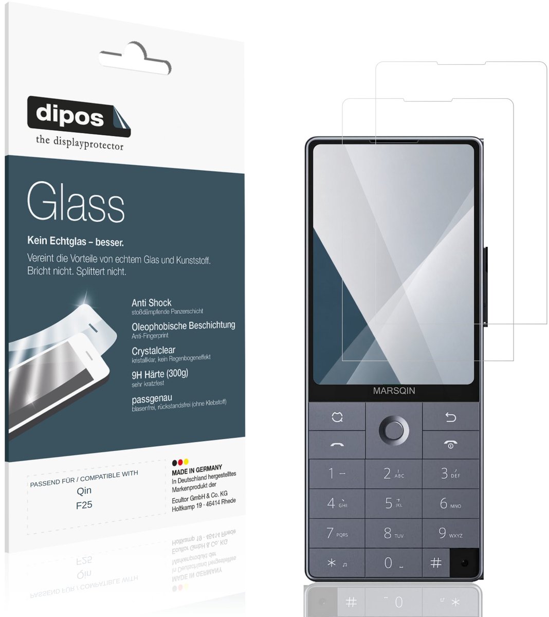 dipos – 2x Pantserfolie geschikt voor Qin F25 | 9H Screenprotector
