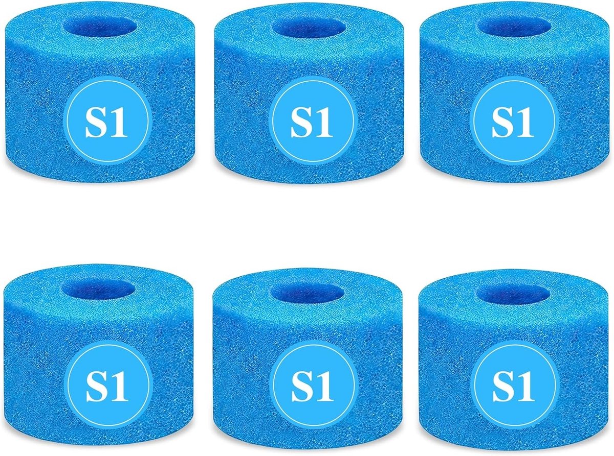 Set van 6 Herbruikbare en Wasbare Filter Sponzen voor Zwembaden, SPA en Aquaria - Ideaal voor Effectieve Filtratie