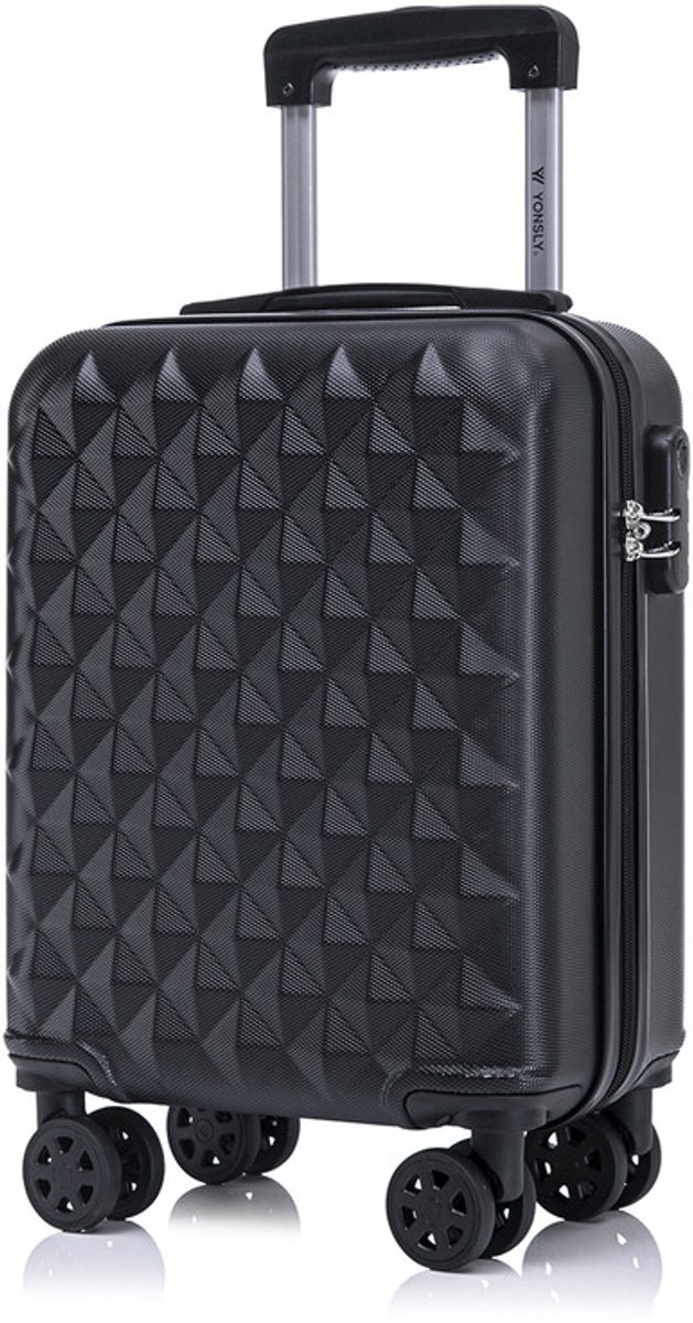 YONSLY Handbagage Koffer - 46x31x20 cm - Reiskoffer 25L - Zwart