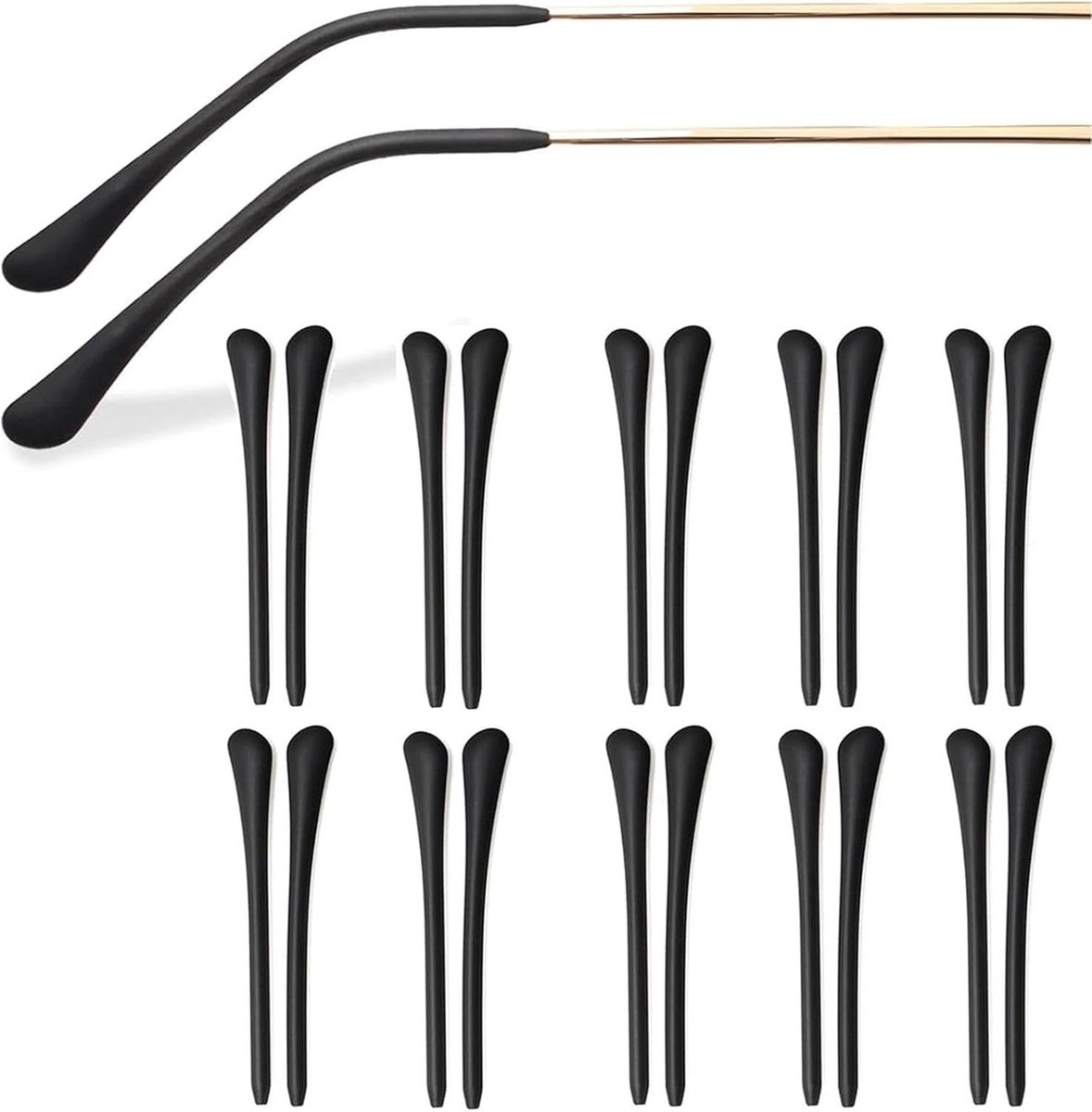 Zachte en antislip silicone oordopjes voor brillen, zonnebrillen en metalen monturen - 10 paar