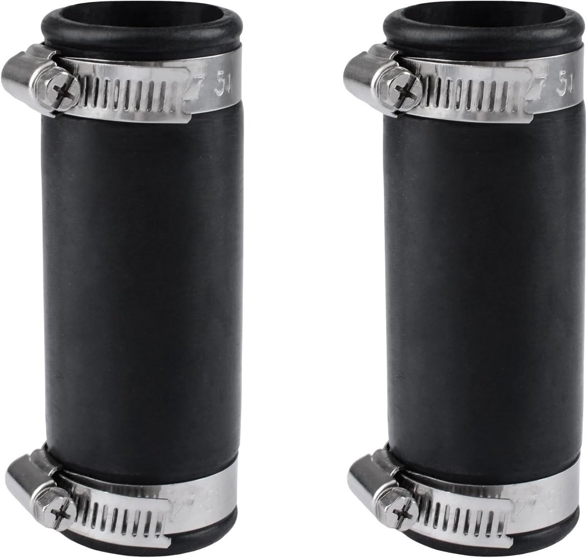 Flexibele Pijpkoppeling Connectoren voor Vervanging, Zwarte Rubber Fittingen met Roestvrij Stalen Klemmen voor Binnendiameter 35mm