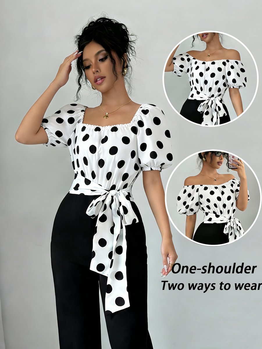 Currero Topje Dames Polkadots - Mouwloze Top - Singlet - Kleding - Shirt - Blouse - Kort - Volwassen - Zwart L