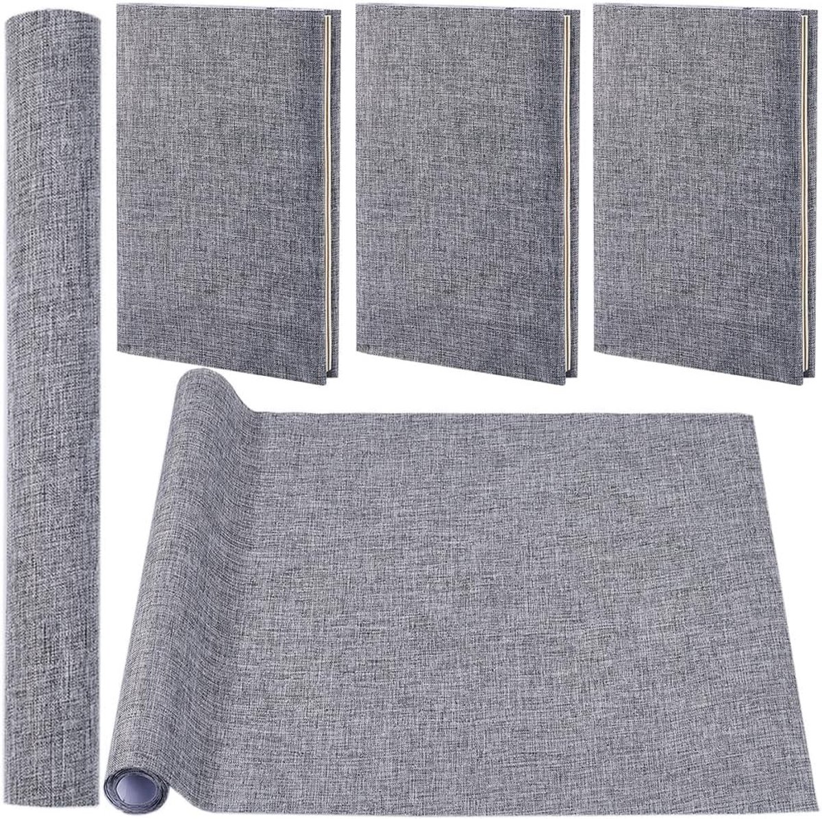 Linnen Boekbindfolie 130x30cm met Papieren Achterkant voor Album Scrapbooking en DIY Opslag, Grijs, Duurzaam en Beschermend Materiaal