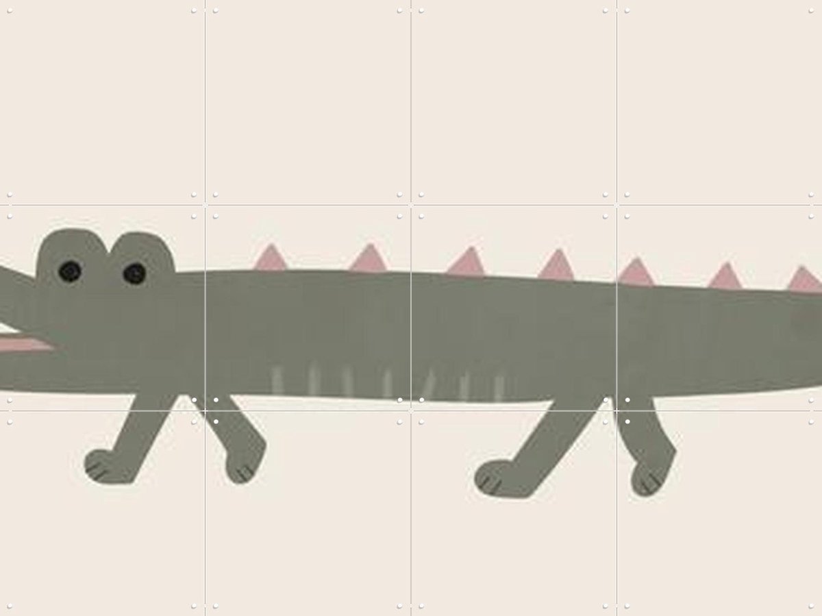 IXXI Crocodile, Little Otja - 80 x 60 cm - Gratis ophangtool - Grote wanddecoratie en posters - Illustraties, Cartoonesk, Speels, Kinderkamer