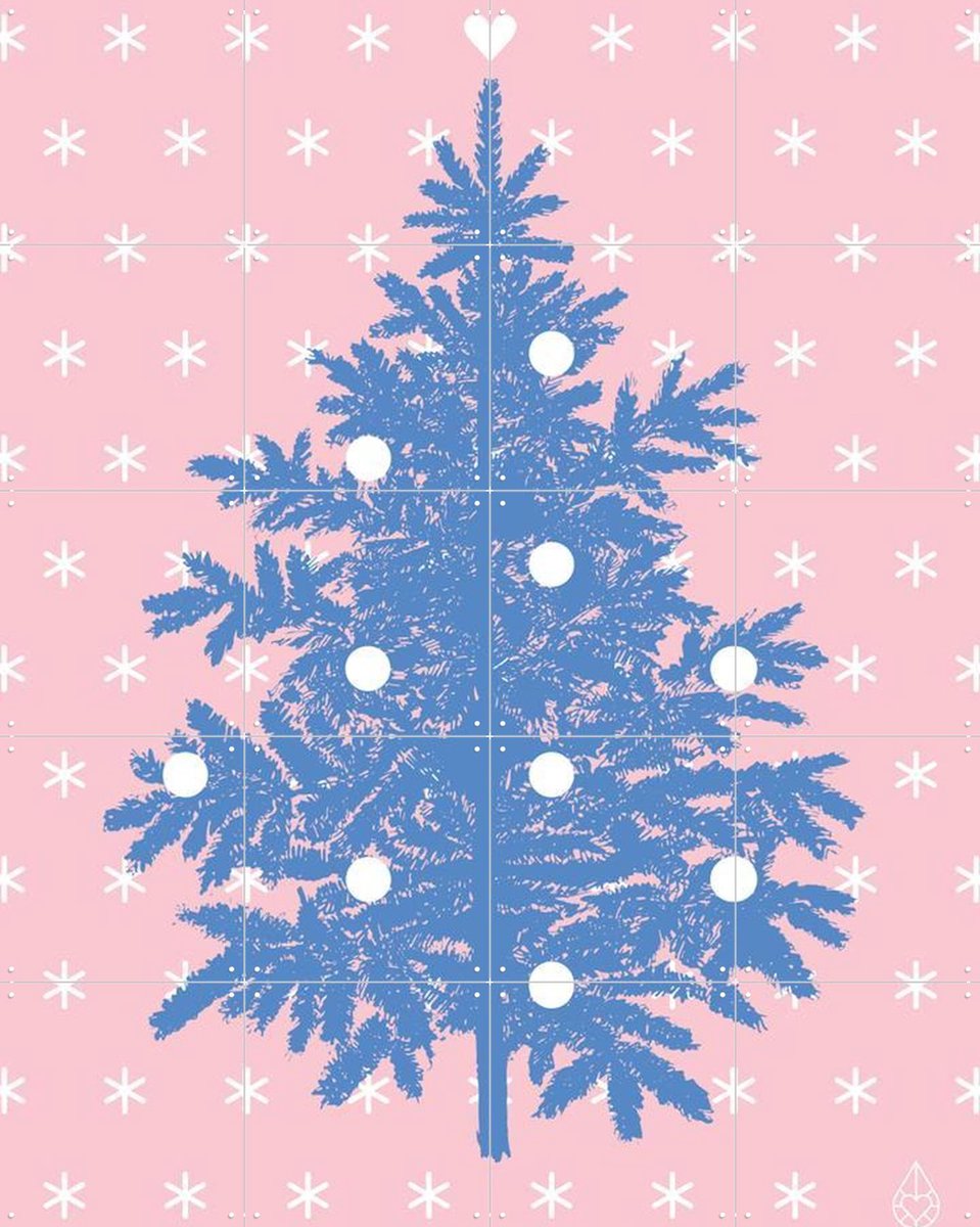 IXXI Let it snow . Pink Blue, Zilverblauw - 80 x 100 cm - Gratis ophangtool - Grote wanddecoratie en posters - Grafisch Ontwerp, Kleurrijk, Winter