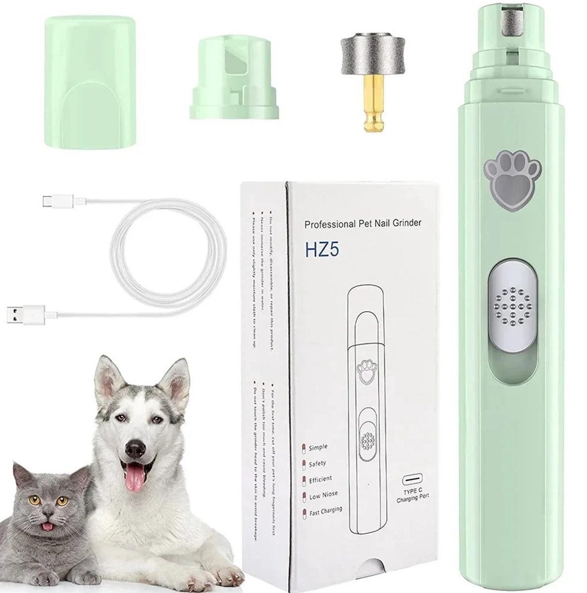 Waves - Honden nagelknipper - Katten nagelknipper - Elektrisch nagelvijl hond en kat - Grote en kleine dieren - Met led verlichting -