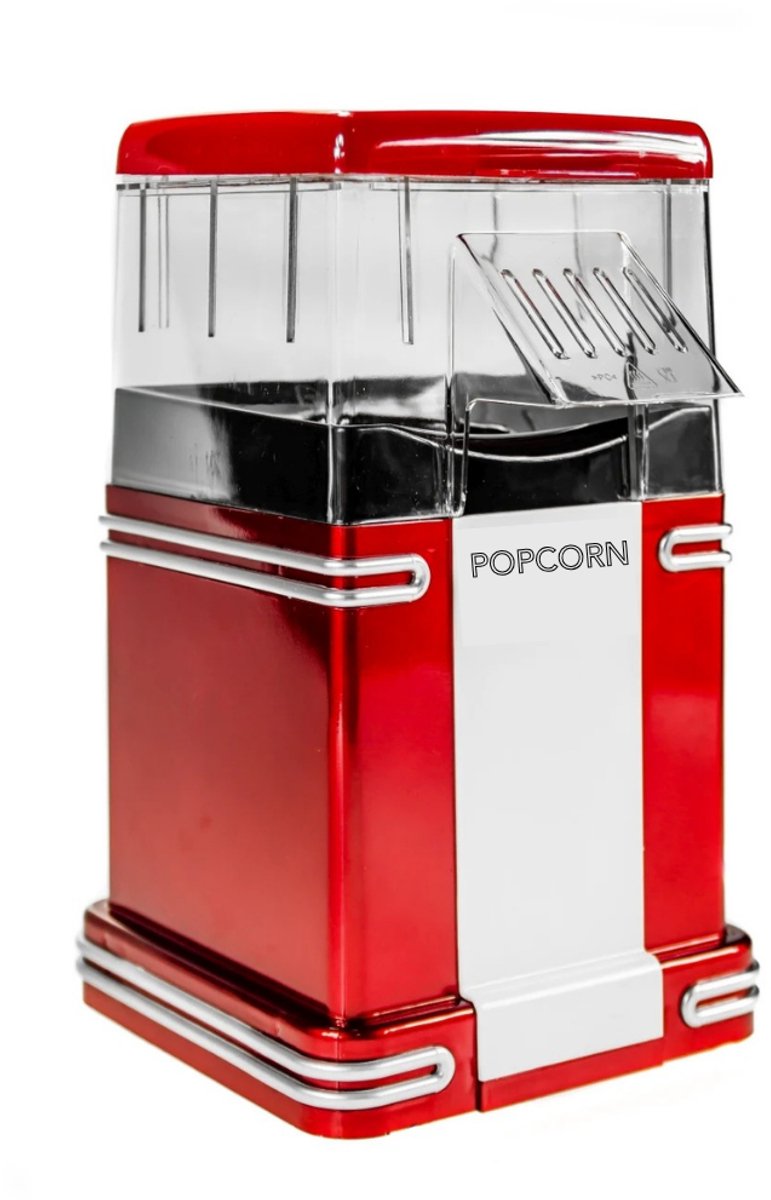 G&G retro popcorn machine - Popcornmaker - Popper - Hetelucht - Vetvrij - Klaar in 2,5 min - 15x22x28cm - Tafelmodel - Rood - Wit
